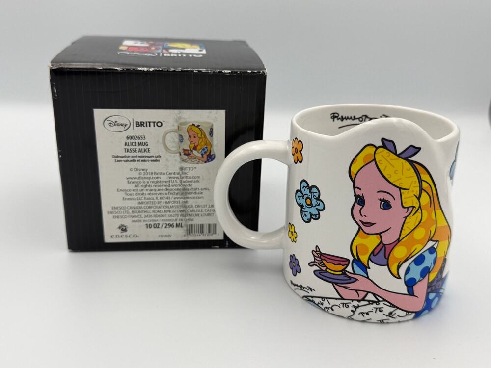 Disney Britto Alice in Wonderland Coffee Mug Pop Art Enesco 6002653 10oz NIB